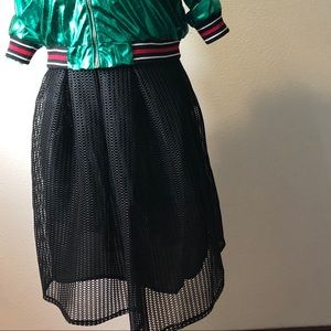 Woman’s Black Fishnet Mesh Cocktail Prom Skirt NWT